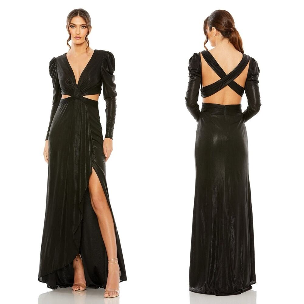 Mac Duggal 27060 Metallic Cutout V-neck Evening Gown 6
